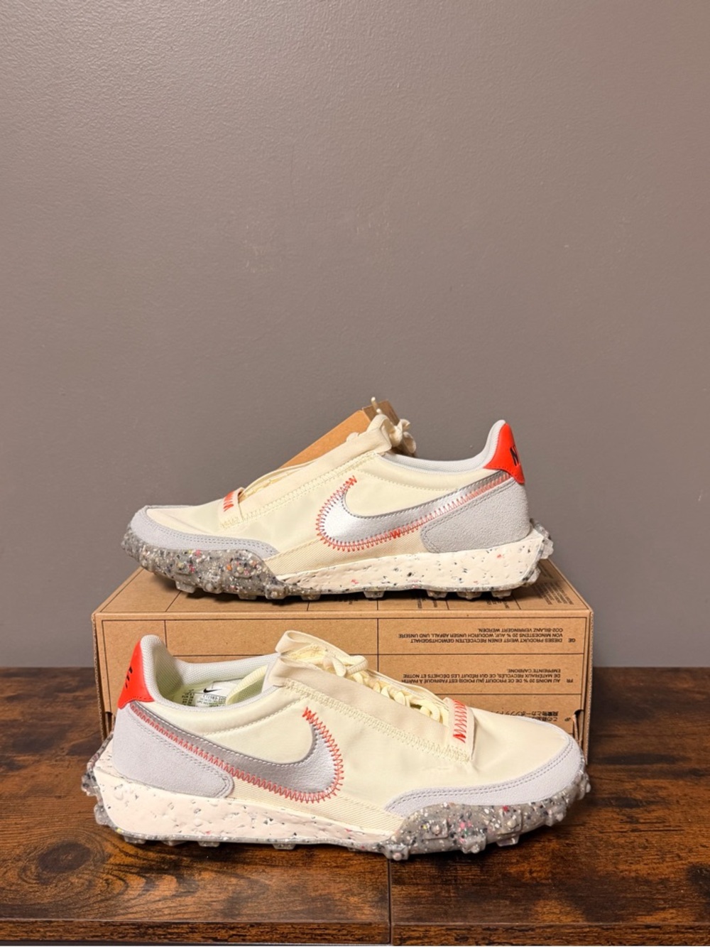 Nike Cream & Orange Low-Top Sneakers with Speckled Crater Sole